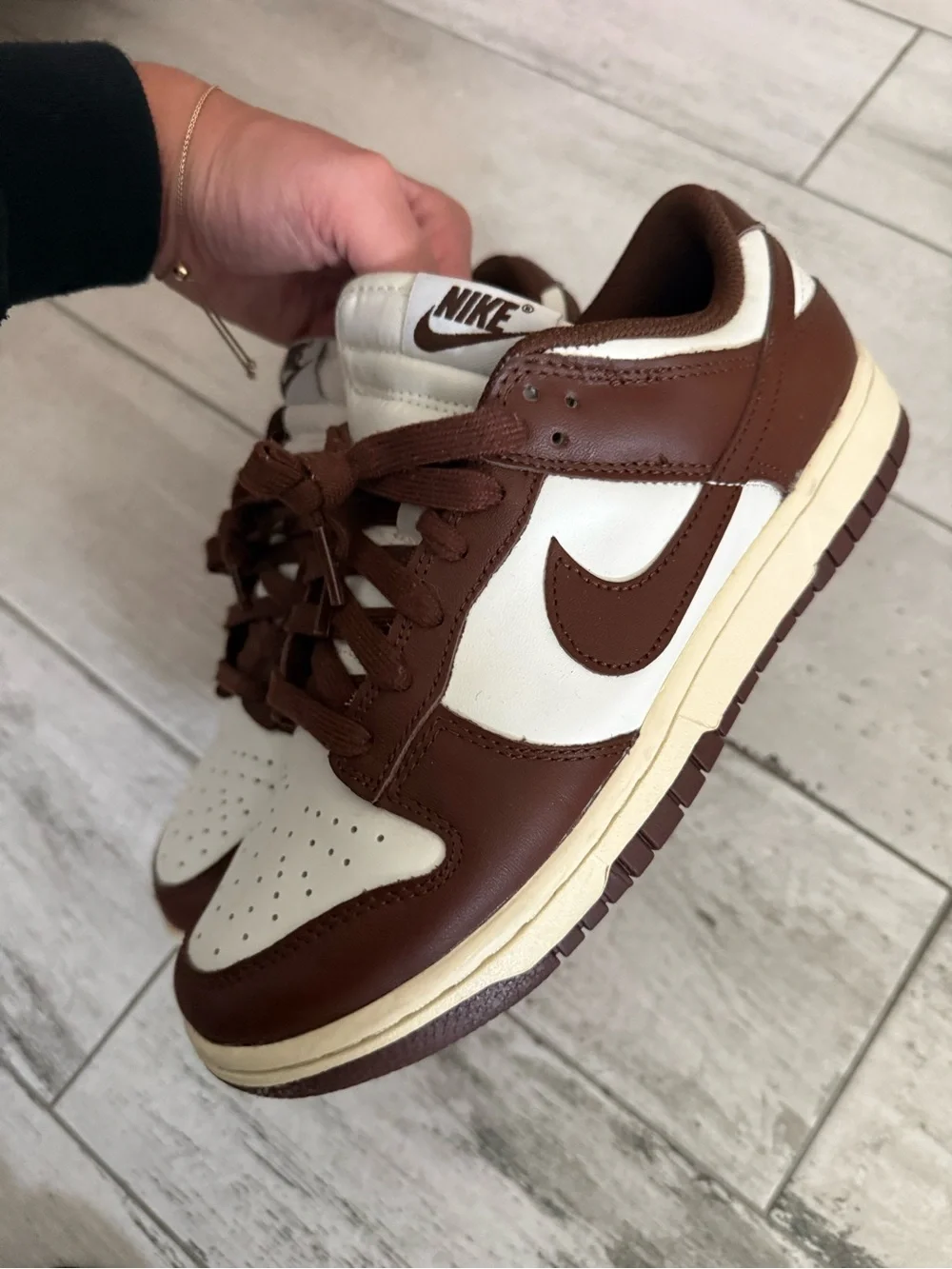Women’s Nike 7.5 Brown and White Low-Top Sneakers
